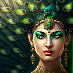 Apsara Dancer, Apsara Khmer Priestess, Ceremonial headdress and ritual facial markings