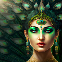 Apsara Dancer, Apsara Khmer Priestess, Ceremonial headdress and ritual facial markings