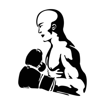 boxer silhouette design. athlete man with glove icon, sign and symbol.