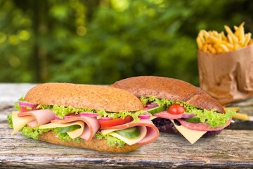 Tasty fresh sandwich fast food dish