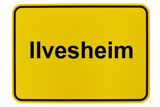 Illustration eines Ortsschildes der Gemeinde Ilvesheim in Baden-W&uuml;rttemberg