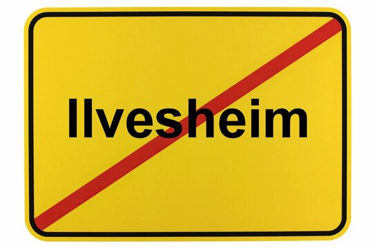 Illustration eines Ortsschildes der Gemeinde Ilvesheim in Baden-W&uuml;rttemberg