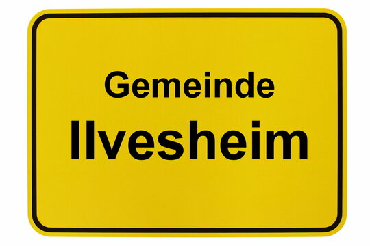 Illustration eines Ortsschildes der Gemeinde Ilvesheim in Baden-W&uuml;rttemberg