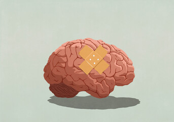 Bandage over brain injury
