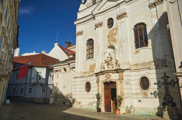 Slovakia, Bratislava - October 8, 2022: Franciscan Church in the Old town of Bratislava. High quality photo