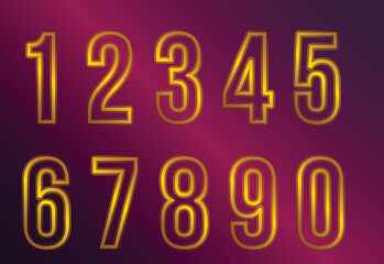 Neon Numbers font, Golden Numerals 