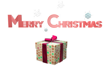 Fototapeta na wymiar Christmas gift box with red ribbon. Merry Chrismas. Merry X'Mas