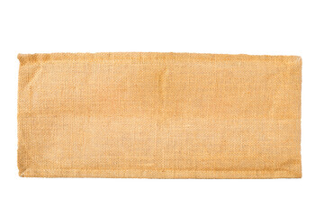 Blank hessian banner isolate on white background, hessian texture fabric