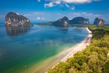 Aerial view of Pak Meng Beach in koh Lanta, Krabi, Thailand
