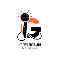 Letter G Microphone Logo Design Vector Icon Graphic Emblem Illustration