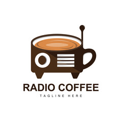Coffee Radio Logo, Podcast Radio Design, Coffee Icon, Coffee Cafe Logo Product Brand Vector
