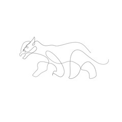 Contour line art black panther big cat