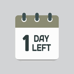 Countdown daily page calendar icon - 1 day left