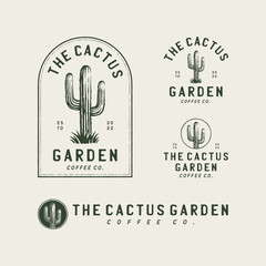 Vintage cactus logo design template © Fajarrabadi