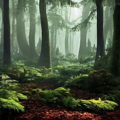 Illustration of a fairytale forest