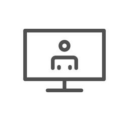 Video conferencing icon outline and linear symbol.	