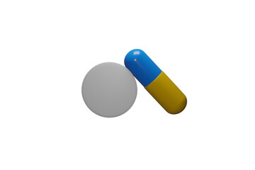 Medicine capsules  drug 3d rendering
