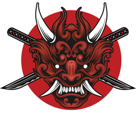 Oni mask logo vector illustration
