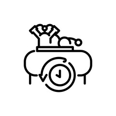 Compressor rental black line icon. Equipment air balloon.