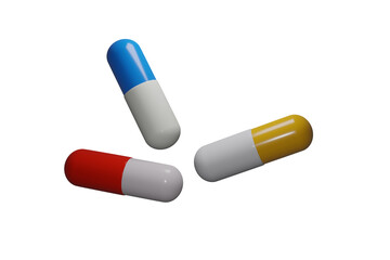 Medicine capsules  drug 3d rendering