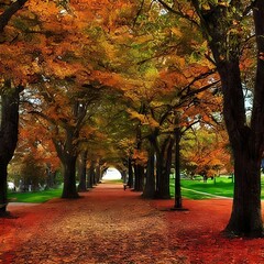 Naklejka premium Illustration of a beautiful park in the fall season