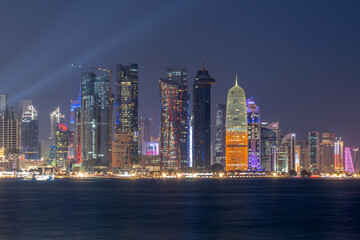Fototapeta na wymiar Beautiful Doha Skyline Sunset Time from Corniche