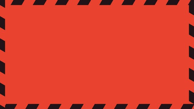 シンプルなベタなカラーの背景・黒のストライプ／縞模様の回転フレームアニメーション　オレンジ／赤