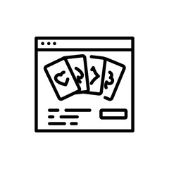 Gaming online cards black line icon. Casino game.