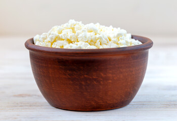 Bowl with fresh cottage cheese