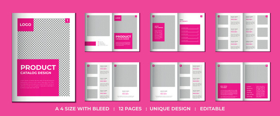 12 Pages company product catalog or portfolio template design