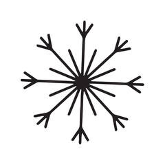 Flat hand drawn snowflake silhouette illustration