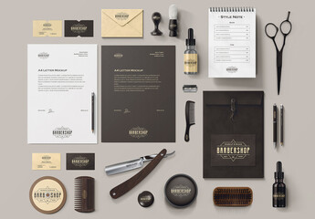 Barber Shop Identity Pack Mockup