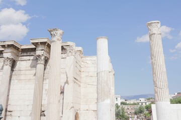 Ancient Hadrian's Library in Athens on a sunny day
