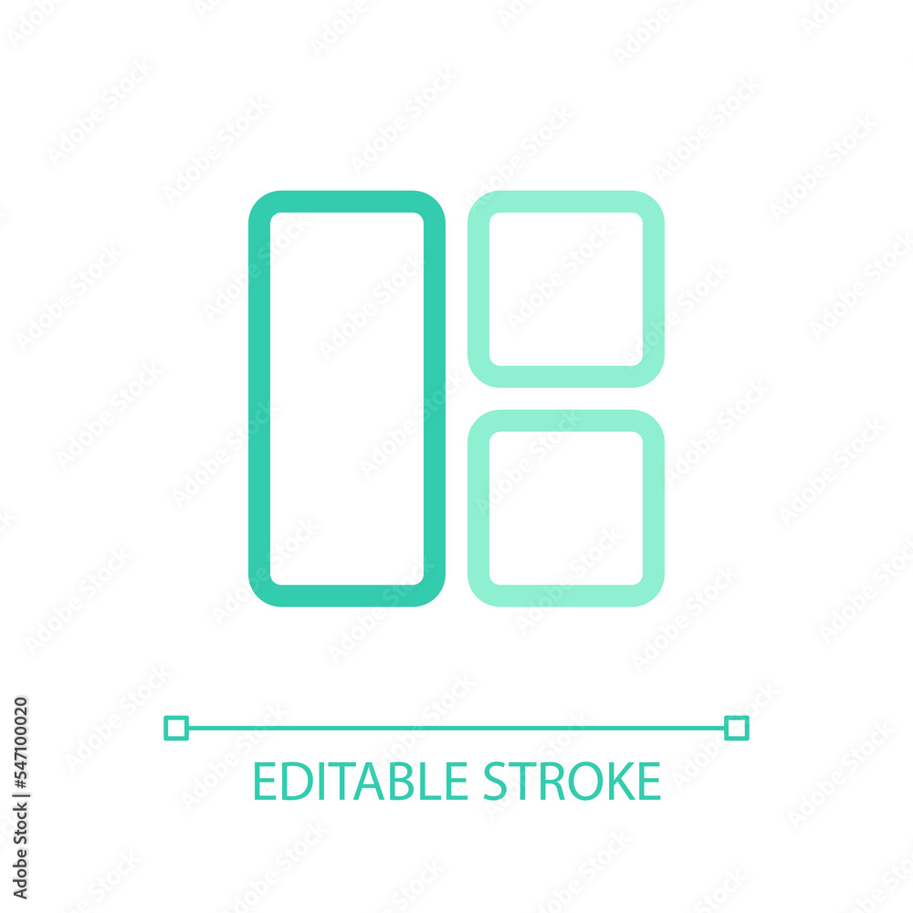 Poster content arrangement pixel perfect color linear ui icon. webpage structure. adjusting shapes on scree