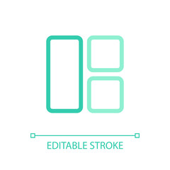 Content arrangement pixel perfect color linear ui icon. Webpage structure. Adjusting shapes on screen. GUI, UX design. Outline isolated user interface pictogram. Editable stroke. Arial font used