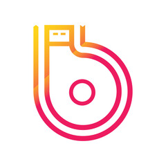 USB B logo red and yellow