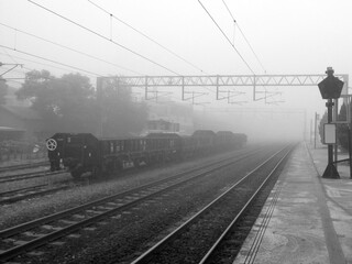 Taiwan railway in the fog