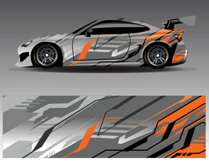 Car wrap design vector. Graphic abstract stripe racing background kit designs for wrap vehicle  race car  rally  adventure and livery