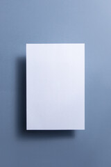 White blank paper page with shadow isolated on color background