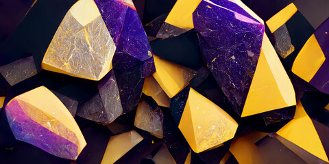 Abstract yellow and purple gems stone wallpaper background