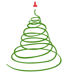 Hand drawn doodle cartoon funny Christmas tree. Cute holiday tree. Xmas symbol. Simple artistic sticker. Silhouette png decor icon.