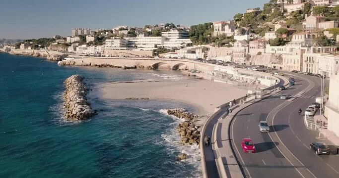 Marseille France, la Corniche Kennedy vue a&eacute;rienne