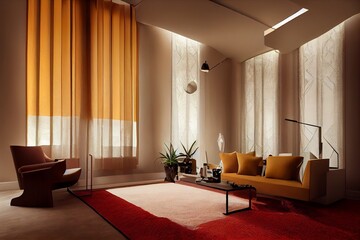 Art deco and modern design living room interior illustration