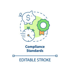 Compliance standards concept icon. Benefit of data management system. Relevant aims abstract idea thin line illustration. Isolated outline drawing. Editable stroke. Arial, Myriad Pro-Bold fonts used