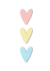 Boho contemporary art print with three pastel hearts. Nursery art