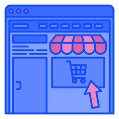 ecommerce blue line icon