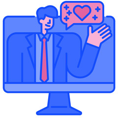 life coaching blue line icon