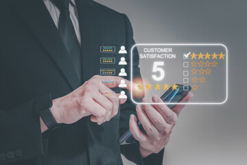 User gives rating to review satisfaction feedback survey Concept,Customer can evaluate quality of service leading to reputation ranking of business.User gives rating to service experience on online 