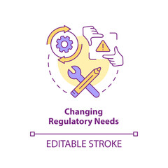 Changing regulatory needs concept icon. Compliance management. Business challenges abstract idea thin line illustration. Isolated outline drawing. Editable stroke. Arial, Myriad Pro-Bold fonts used