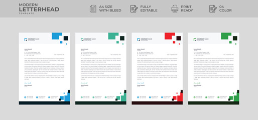 Letterhead design for corporate official with minimal and abstract design, professional and informative newsletter with green blue red yellow 